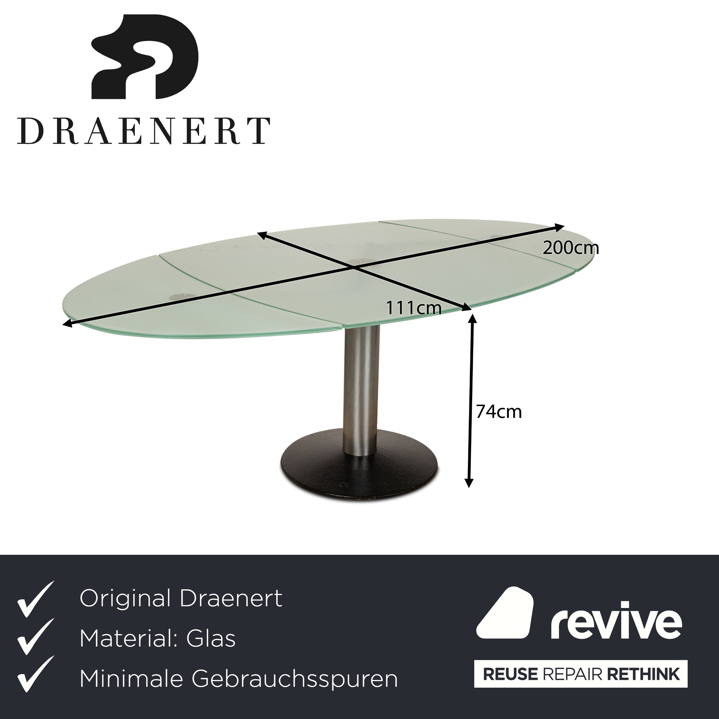 Draenert Titan Glas Esstisch Silber Esszimmer