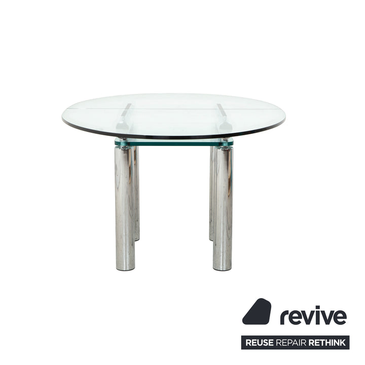 Table de salle à manger en verre argenté Draenert