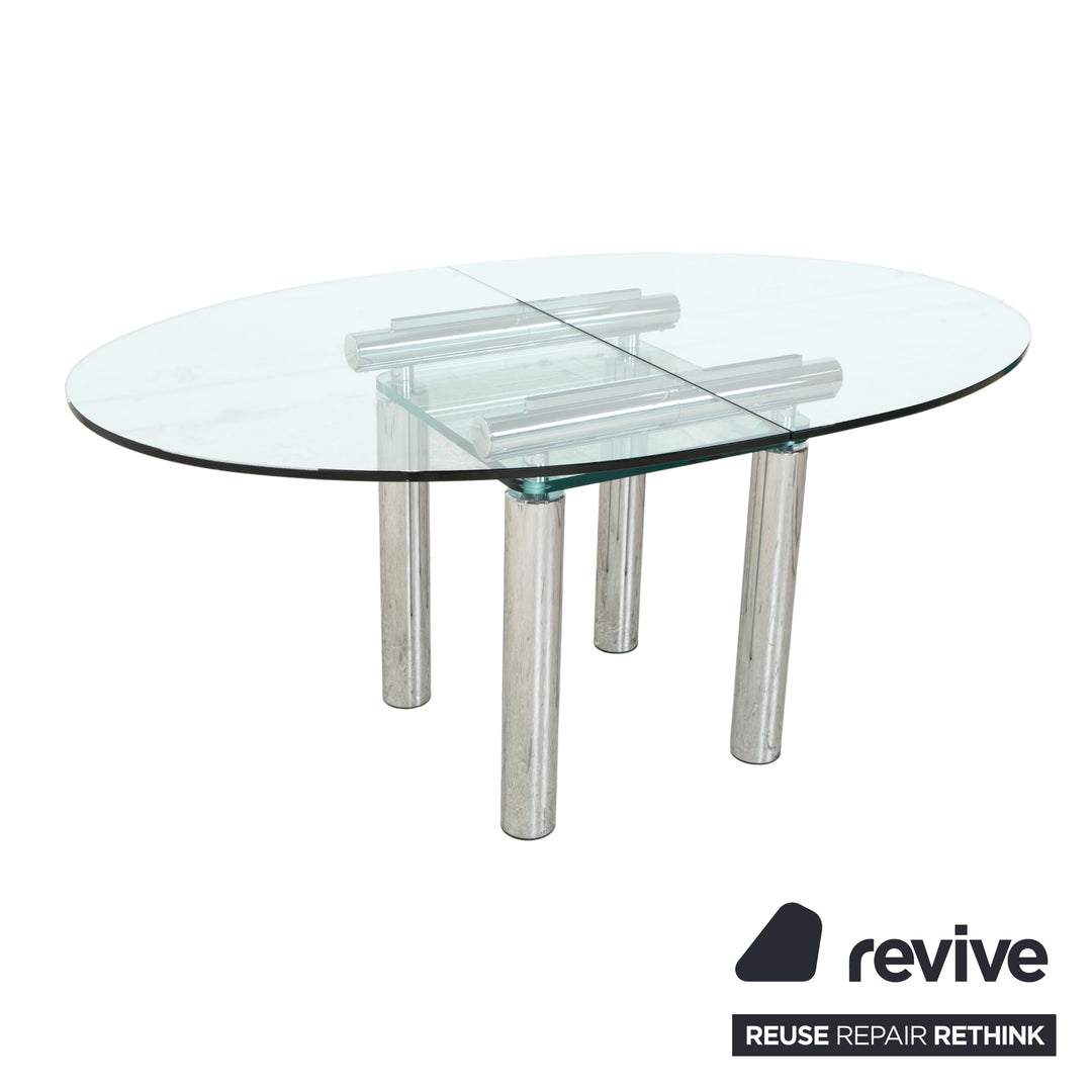 Table de salle à manger en verre argenté Draenert