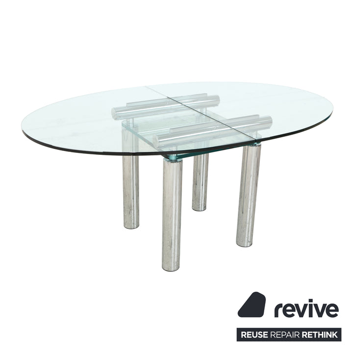 Table de salle à manger en verre argenté Draenert Titan III