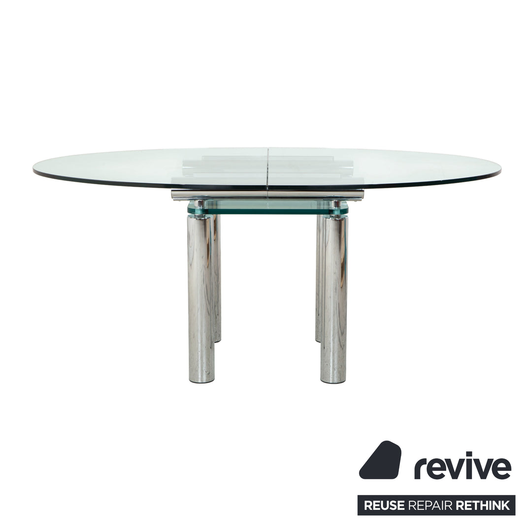 Table de salle à manger en verre argenté Draenert