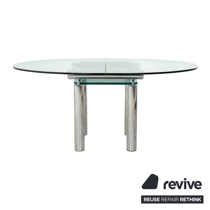 Table de salle à manger en verre argenté Draenert Titan III