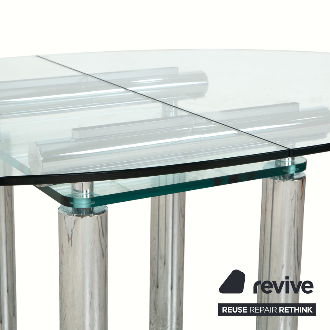 Table de salle à manger en verre argenté Draenert Titan III
