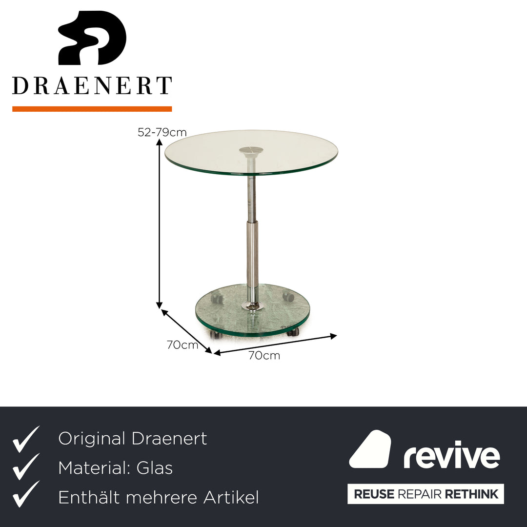 Draenert Lift Glas Tisch Garnitur Silber Couchtisch Funktion