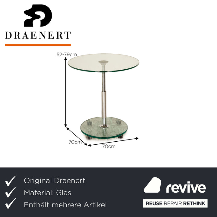 Draenert Lift Glas Tisch Garnitur Silber Couchtisch Funktion