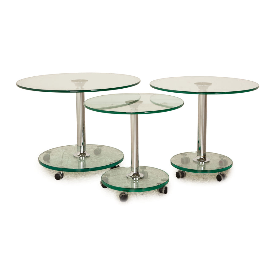 Draenert Lift Glass Table Set Silver Coffee Table Function
