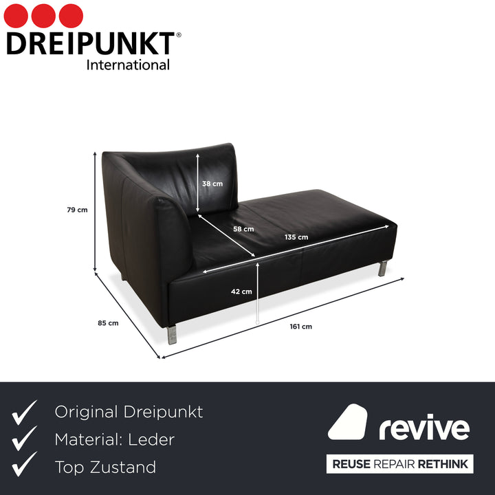 Dreipunkt Cube Leder Liege Schwarz