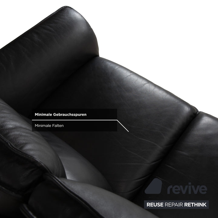 Dreipunkt Scala Leder Zweisitzer Schwarz Sofa Couch