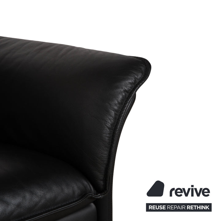 Canapé deux places Scala en cuir noir à trois points