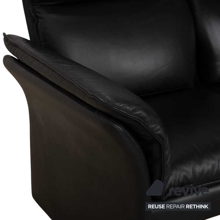 Canapé deux places Scala en cuir noir à trois points