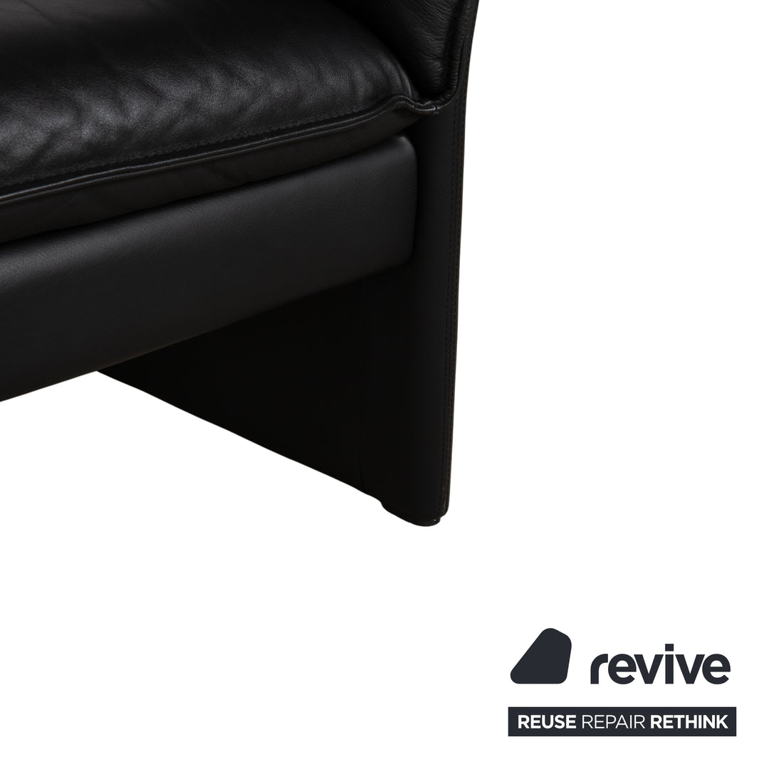 Canapé deux places Scala en cuir noir à trois points