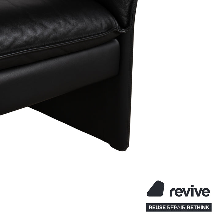 Canapé deux places Scala en cuir noir à trois points