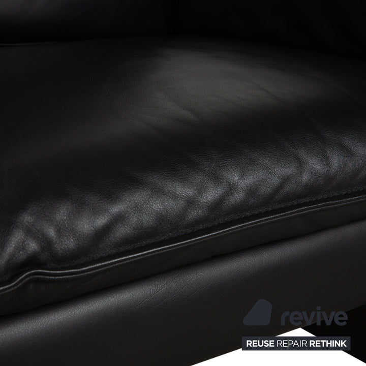 Canapé deux places Scala en cuir noir à trois points