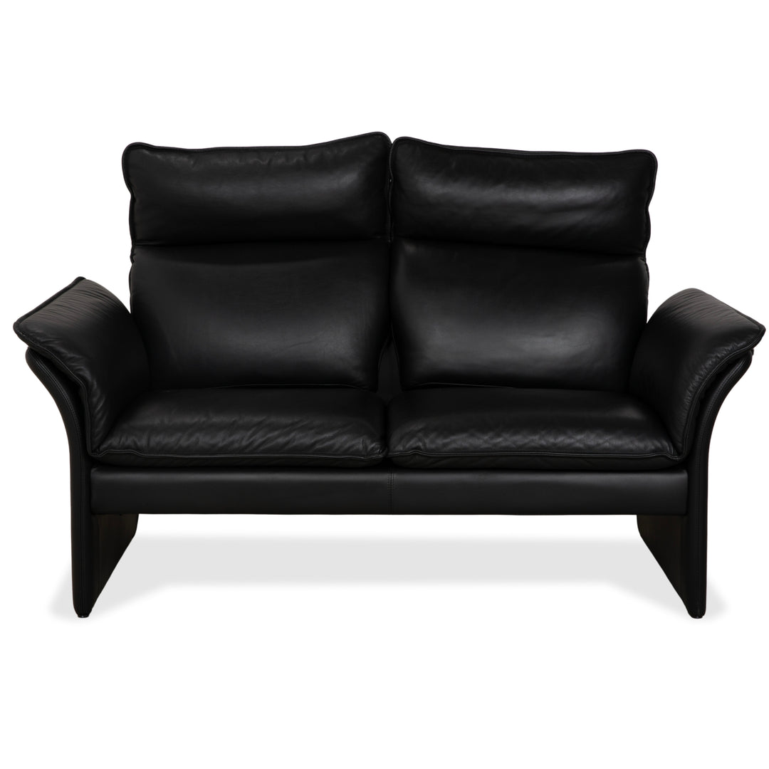Three-point Scala leather two-seater black sofa couch