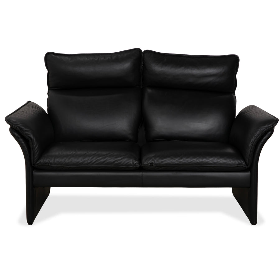 Three-point Scala leather two-seater black sofa couch