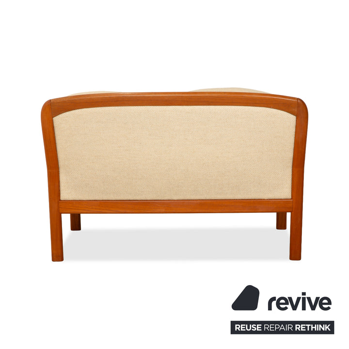 Dyrlund Garnitur 2x Zweisitzer Holz Stoff Braun Beige Mid Century