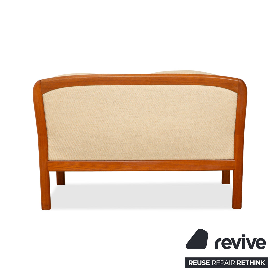 Dyrlund Garnitur 2x Zweisitzer Holz Stoff Braun Beige Mid Century