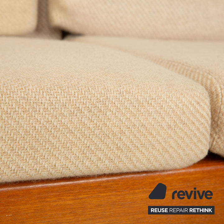 Dyrlund Garnitur 2x Zweisitzer Holz Stoff Braun Beige Mid Century