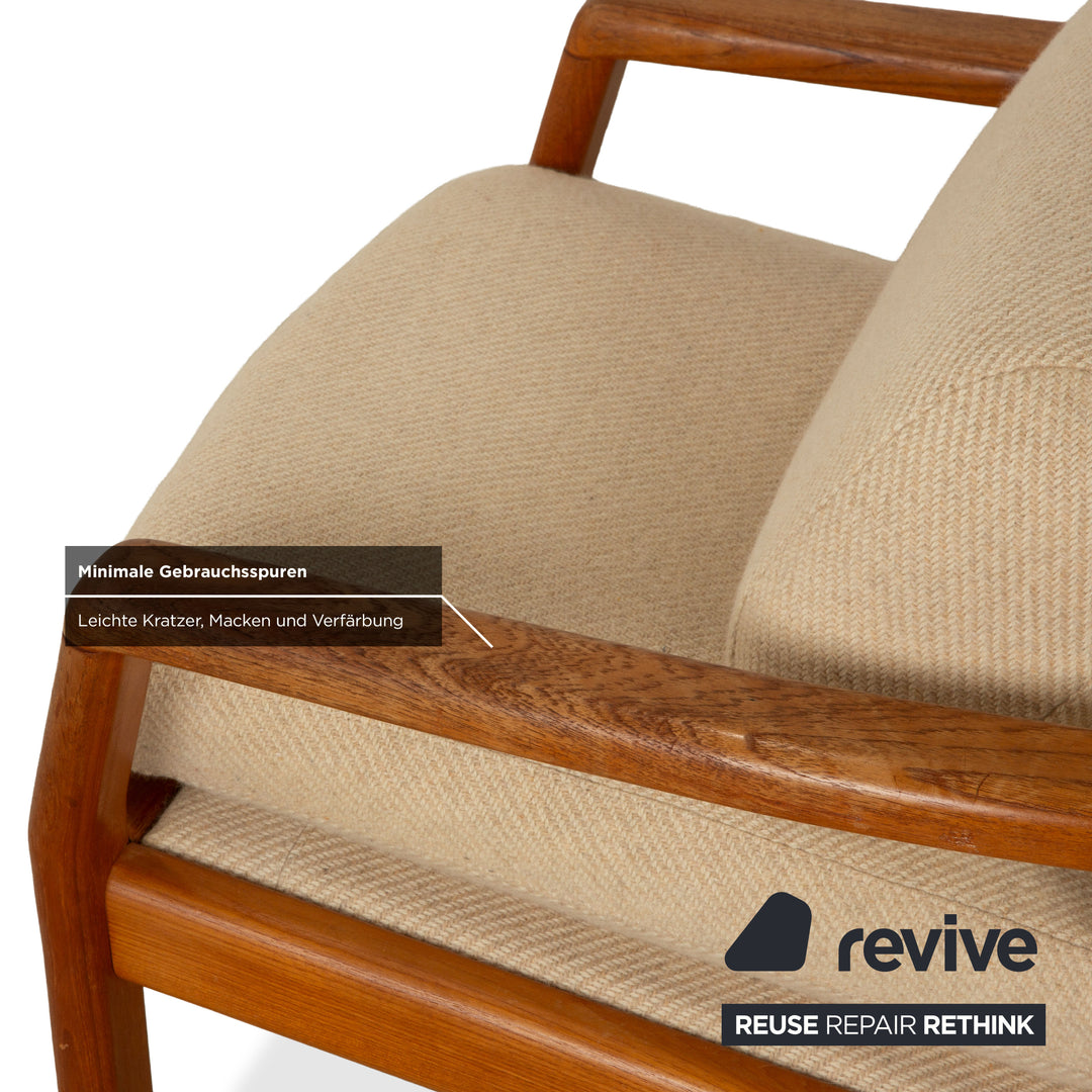 Dyrlund Sessel Holz Stoff Braun Beige Mid Century