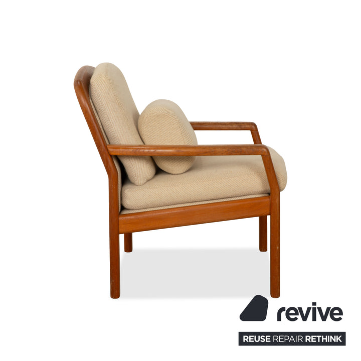 Dyrlund Sessel Holz Stoff Braun Beige Mid Century