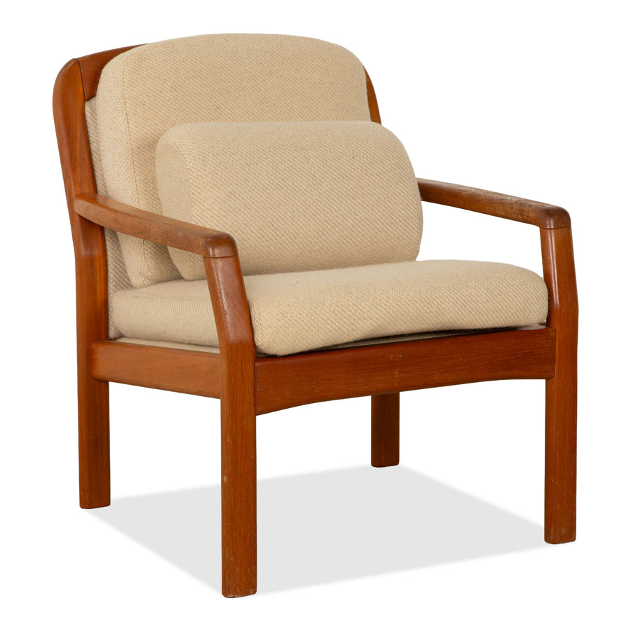 Dyrlund Sessel Holz Stoff Braun Beige Mid Century