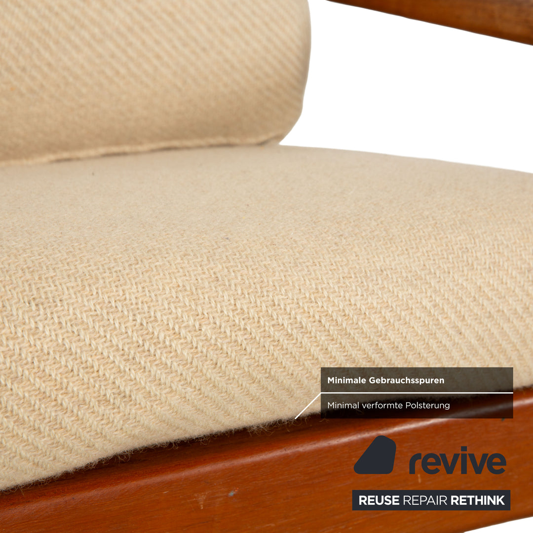 Dyrlund Sessel Holz Stoff Braun Beige Mid Century