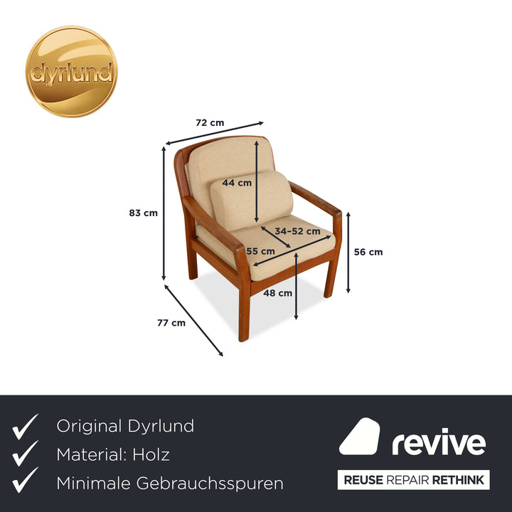 Dyrlund Sessel Holz Stoff Braun Beige Mid Century