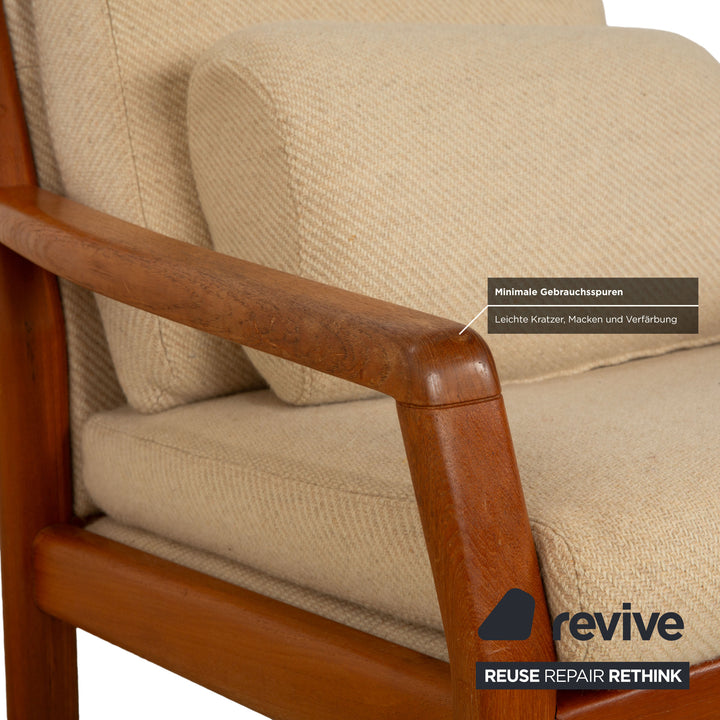 Dyrlund Sessel Holz Stoff Braun Beige Mid Century