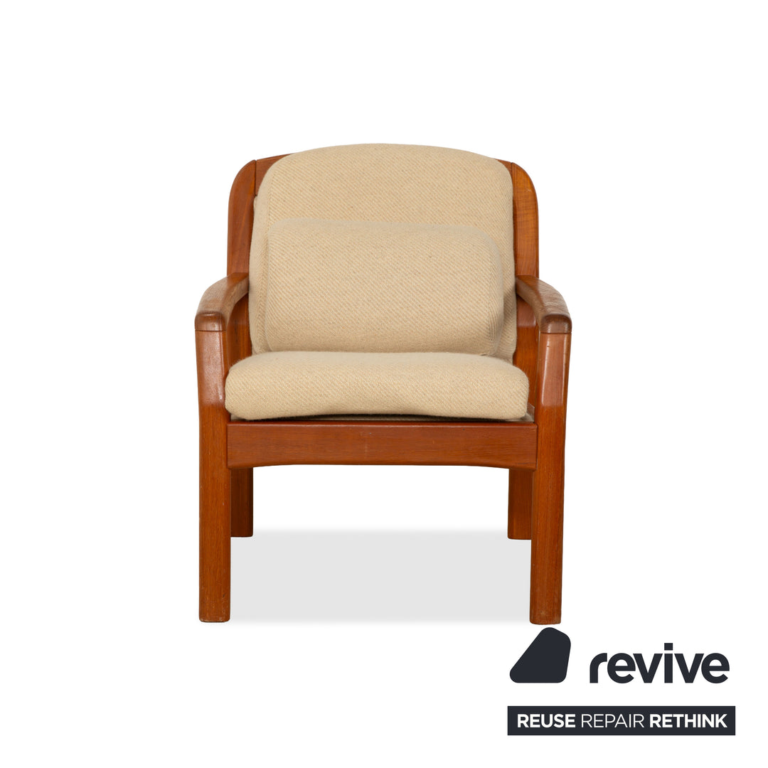 Dyrlund Sessel Holz Stoff Braun Beige Mid Century