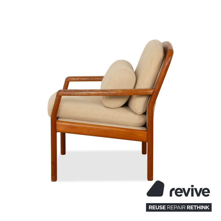 Dyrlund Sessel Holz Stoff Braun Beige Mid Century
