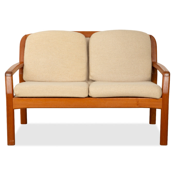 Dyrlund Zweisitzer Holz Stoff Braun Beige Mid Century