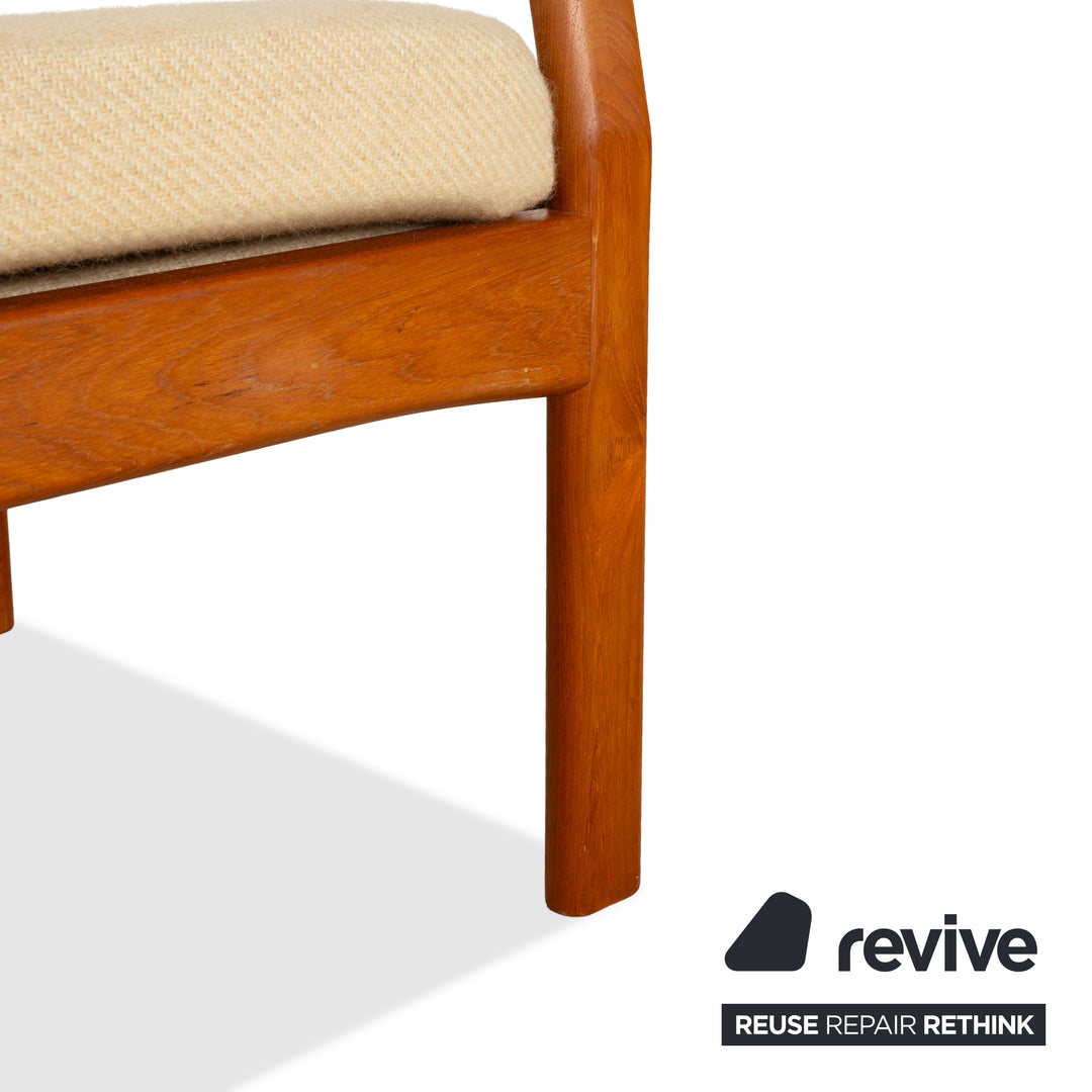 Canapé deux places Dyrlund en bois et tissu marron beige style milieu du siècle