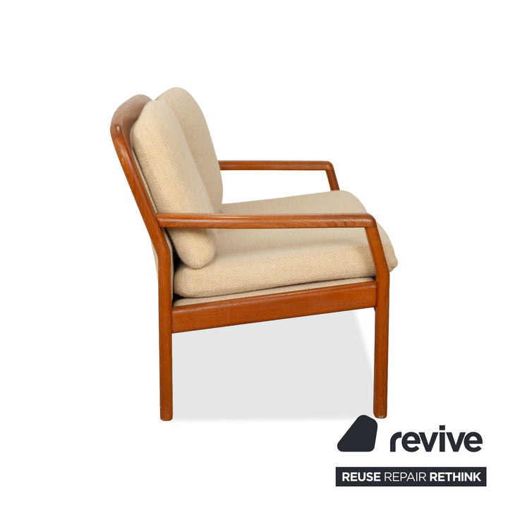 Dyrlund Zweisitzer Holz Stoff Braun Beige Mid Century