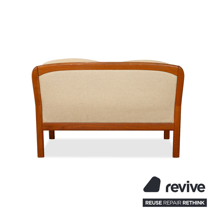 Dyrlund Zweisitzer Holz Stoff Braun Beige Mid Century