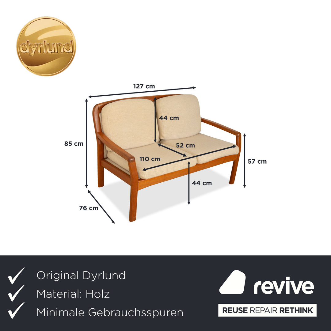Dyrlund Zweisitzer Holz Stoff Braun Beige Mid Century