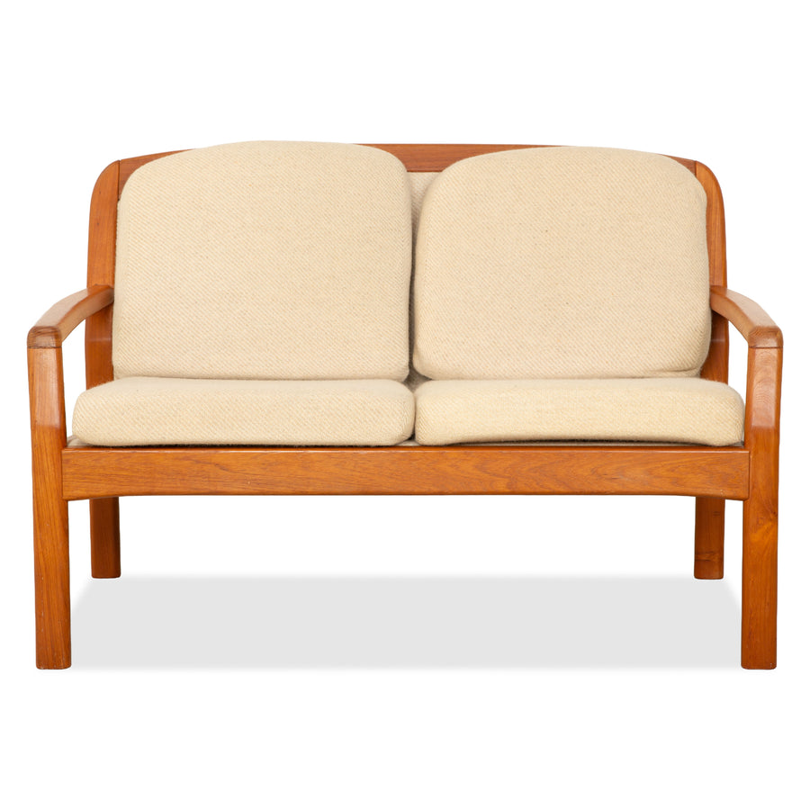 Dyrlund Zweisitzer Holz Stoff Braun Beige Mid Century