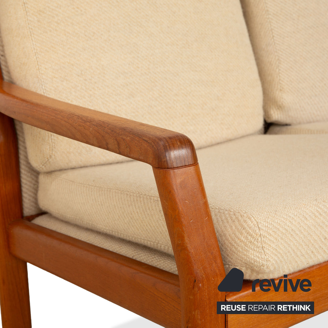 Dyrlund Zweisitzer Holz Stoff Braun Beige Mid Century