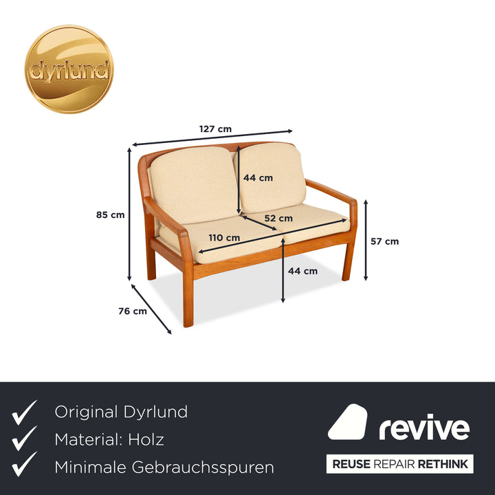 Canapé deux places Dyrlund en bois et tissu marron beige style milieu du siècle