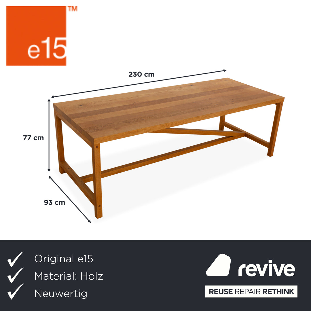 e15 TA21 Square Wooden Dining Table Brown 230 x 95 Oak