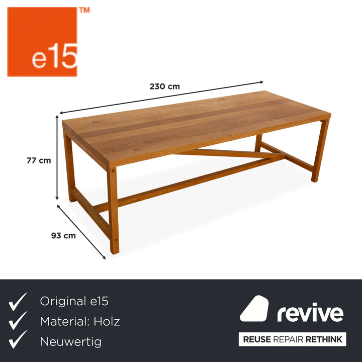 e15 TA21 Square Wooden Dining Table Brown 230 x 95 Oak