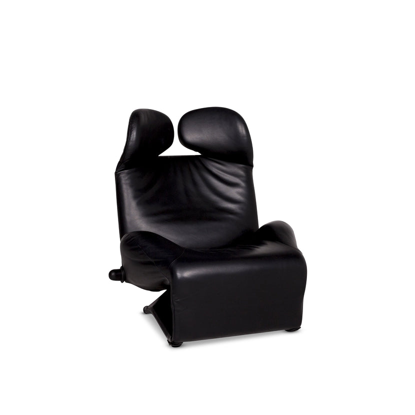 Fauteuil en cuir Cassina Wink noir fonction relaxation Toshiyuki Kita #10184