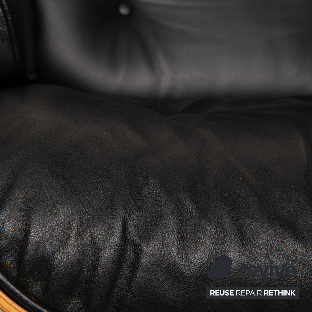 Vitra Eames Lounge Chair Black Leather Armchair incl. Ottoman