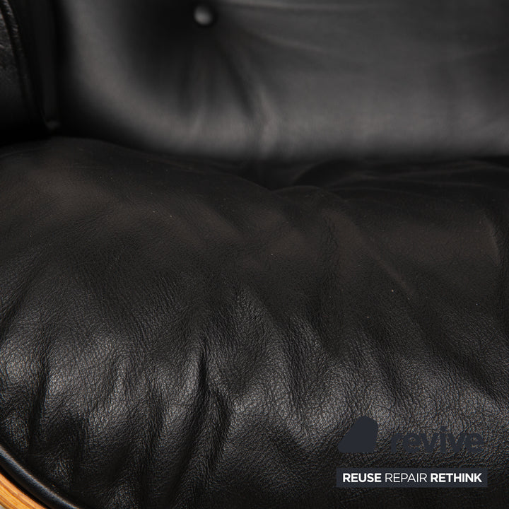 Vitra Eames Lounge Chair Black Leather Armchair incl. Ottoman