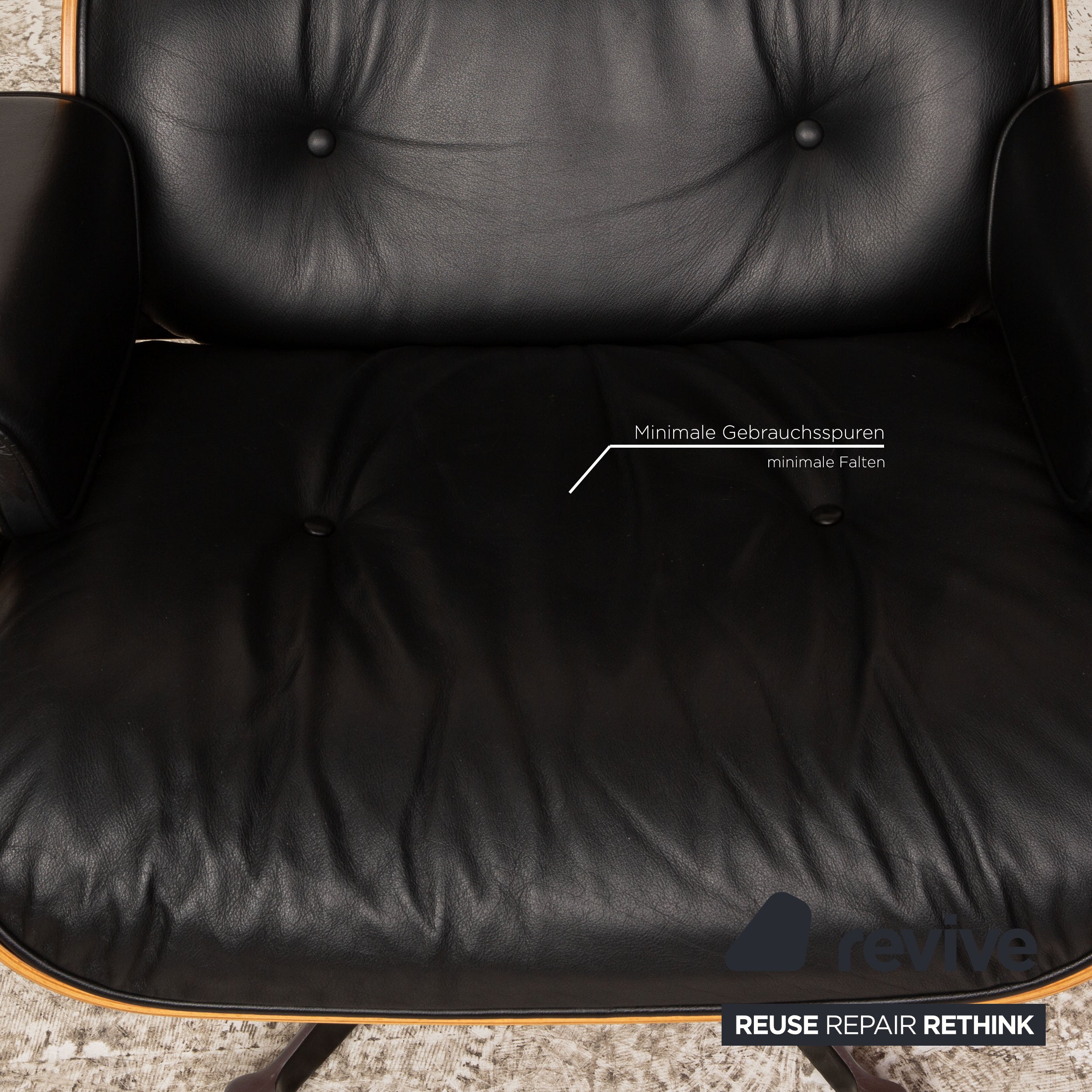 Fauteuil Vitra Eames Lounge Chair cuir noir avec Ottomane