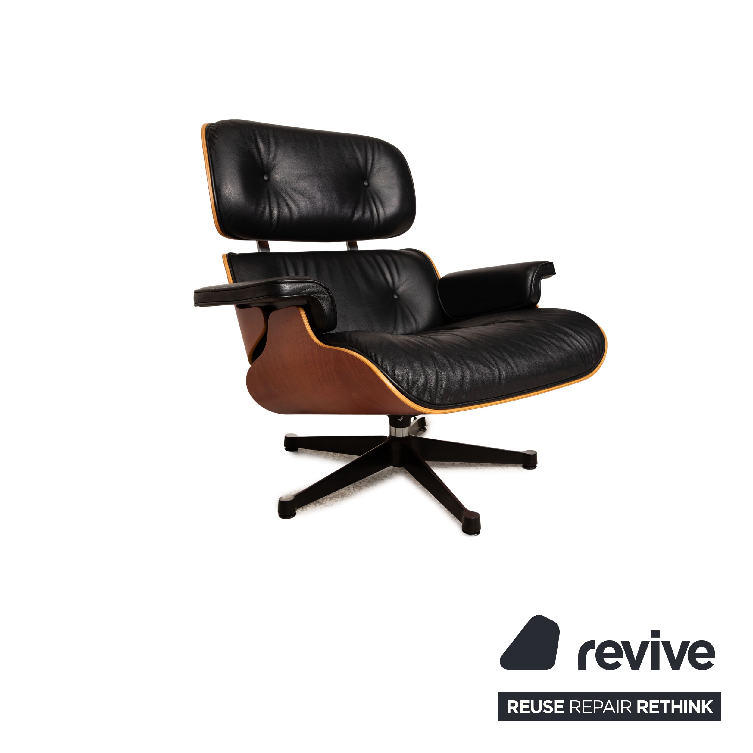 Fauteuil Vitra Eames Lounge Chair cuir noir avec Ottomane