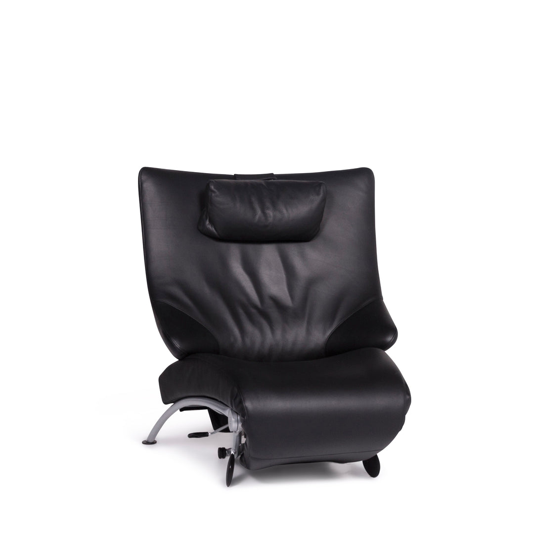 WK Wohnen Solo 699 Designer Leather Armchair Lounger Black Relax #9132
