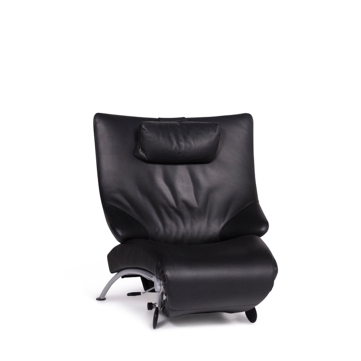 WK Wohnen Solo 699 Designer Leather Armchair Lounger Black Relax #9132