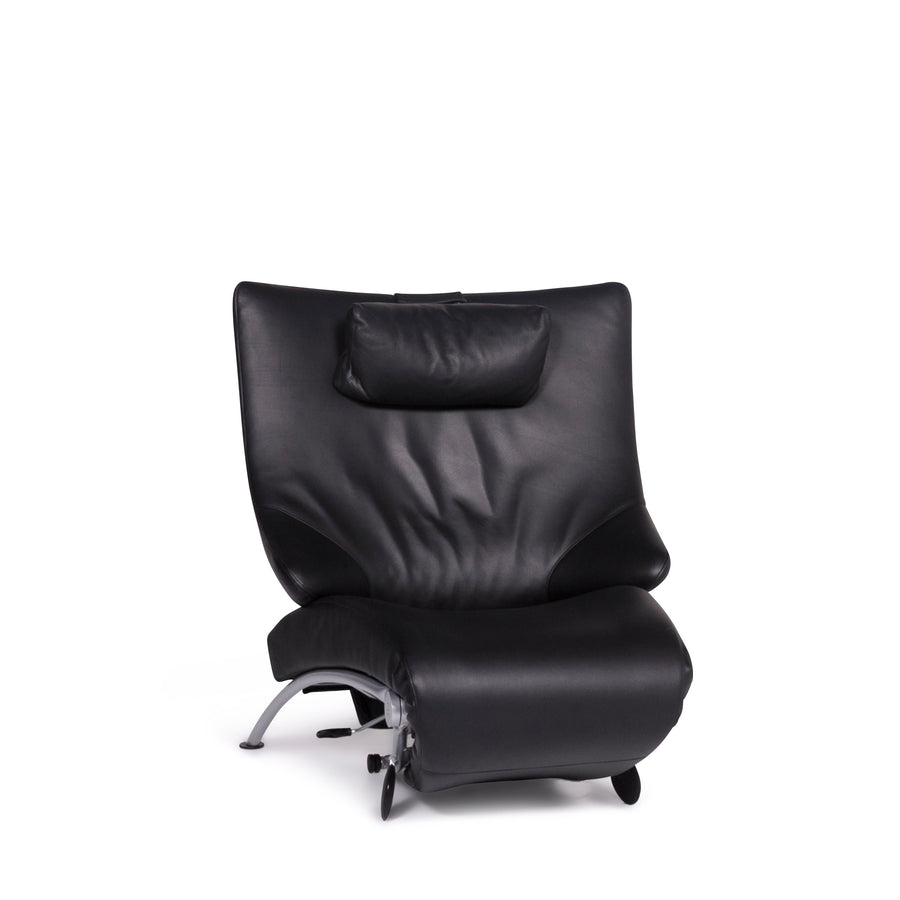WK Wohnen Solo 699 Designer Leather Armchair Lounger Black Relax #9132