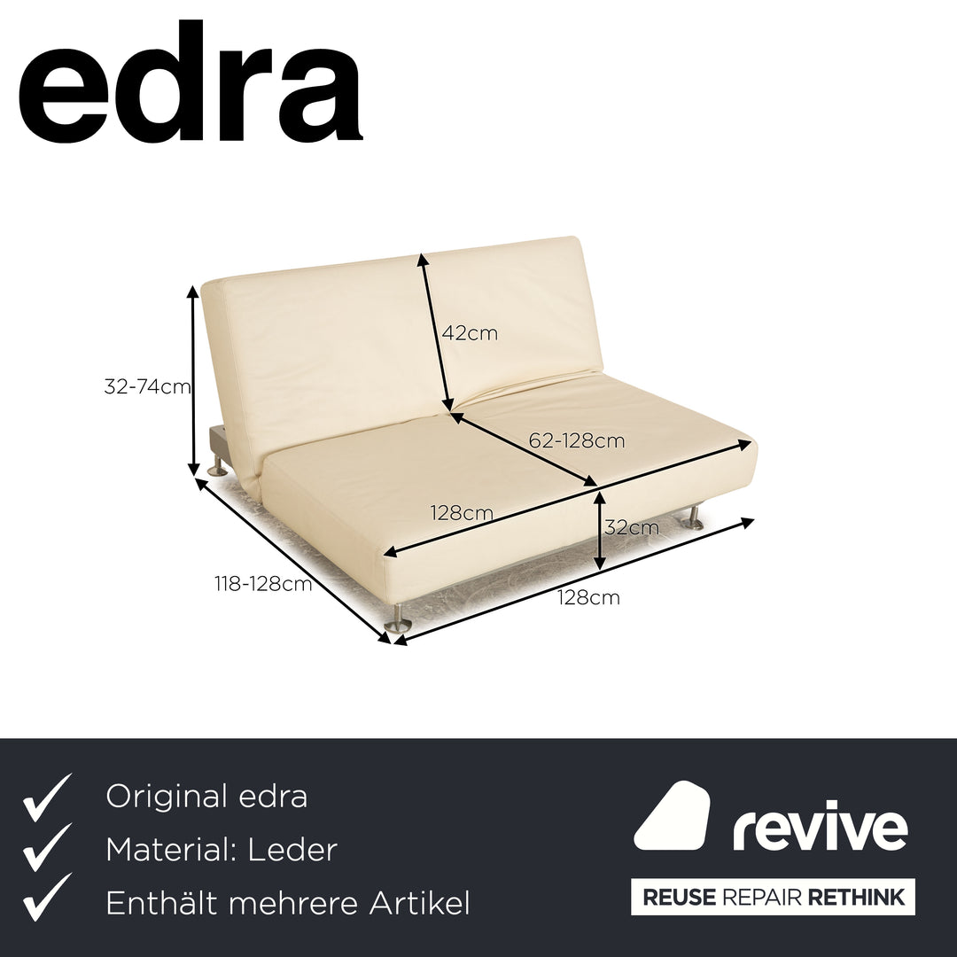 Edra Damier lædersofa-sæt creme 2x to-personers manuel funktion sovefunktion