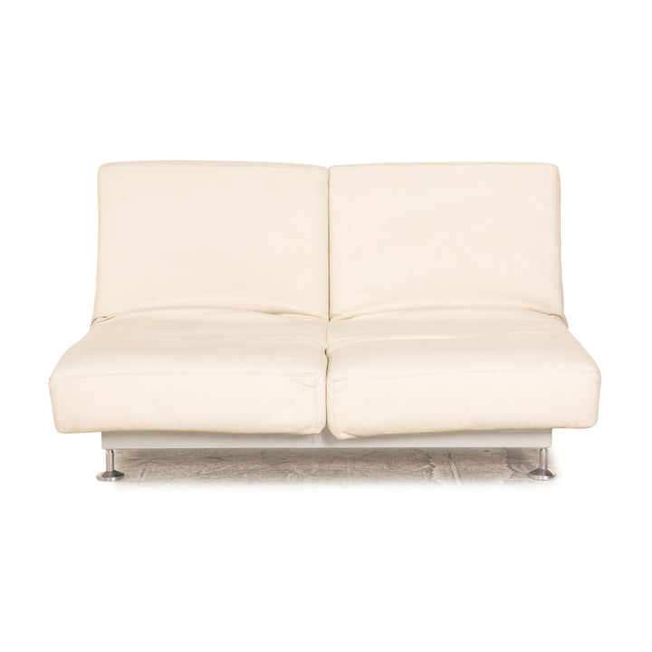 Edra Damier læder to-personers creme sofa med manuel relax- og sovefunktion